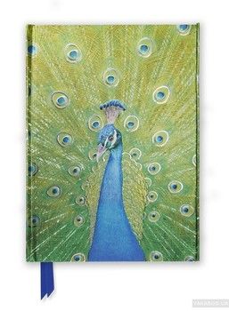 Peacock in Blue &amp; Green. Foiled Journal